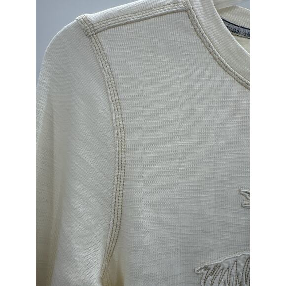 Tommy Bahama Cream Tobago Bay Embroidered Palm Tree Sweatshirt M Medium - Picture 3 of 7